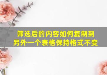 筛选后的内容如何复制到另外一个表格保持格式不变