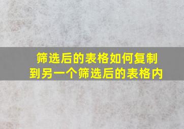 筛选后的表格如何复制到另一个筛选后的表格内