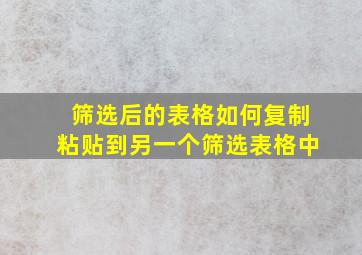 筛选后的表格如何复制粘贴到另一个筛选表格中