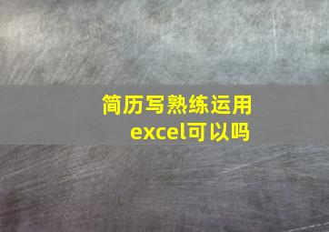 简历写熟练运用excel可以吗