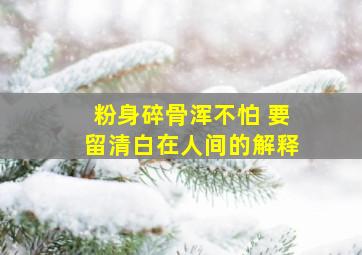 粉身碎骨浑不怕 要留清白在人间的解释