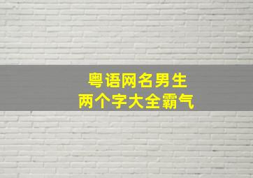 粤语网名男生两个字大全霸气