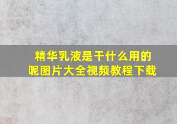 精华乳液是干什么用的呢图片大全视频教程下载