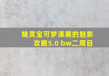 精灵宝可梦漆黑的魅影攻略5.0+bw二周目