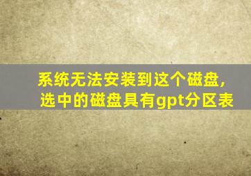 系统无法安装到这个磁盘,选中的磁盘具有gpt分区表