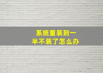 系统重装到一半不装了怎么办