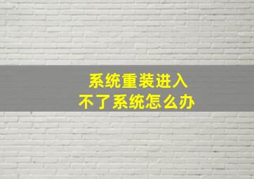 系统重装进入不了系统怎么办