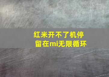 红米开不了机停留在mi无限循环