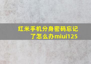 红米手机分身密码忘记了怎么办miui125