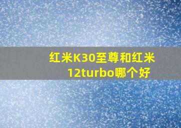 红米K30至尊和红米12turbo哪个好