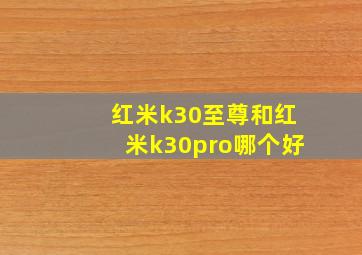 红米k30至尊和红米k30pro哪个好