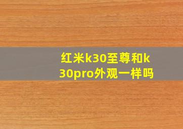 红米k30至尊和k30pro外观一样吗