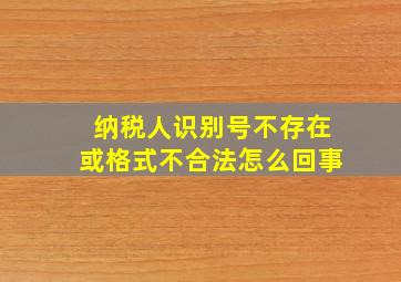 纳税人识别号不存在或格式不合法怎么回事