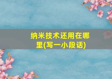 纳米技术还用在哪里(写一小段话)