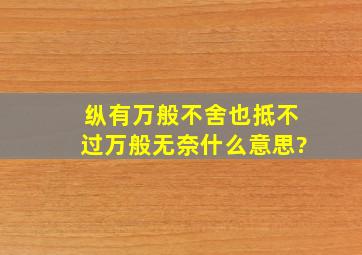 纵有万般不舍也抵不过万般无奈什么意思?