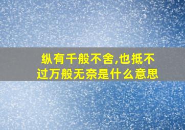 纵有千般不舍,也抵不过万般无奈是什么意思