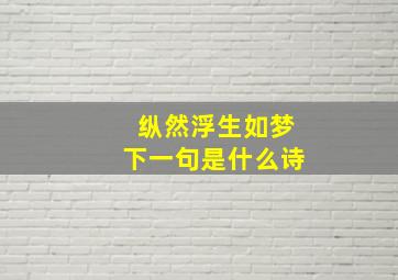 纵然浮生如梦下一句是什么诗