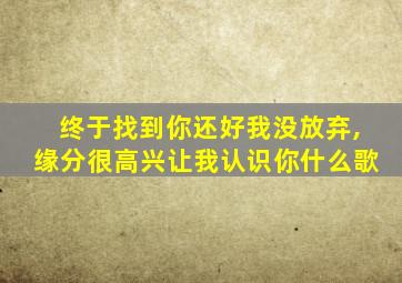 终于找到你还好我没放弃,缘分很高兴让我认识你什么歌