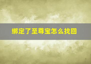 绑定了至尊宝怎么找回