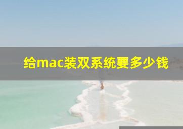 给mac装双系统要多少钱