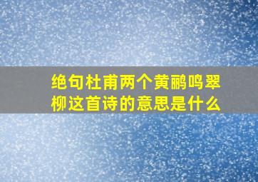 绝句杜甫两个黄鹂鸣翠柳这首诗的意思是什么