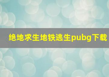 绝地求生地铁逃生pubg下载