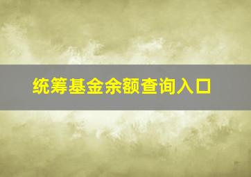 统筹基金余额查询入口