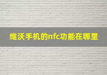 维沃手机的nfc功能在哪里