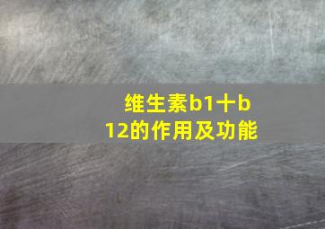 维生素b1十b12的作用及功能