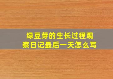 绿豆芽的生长过程观察日记最后一天怎么写