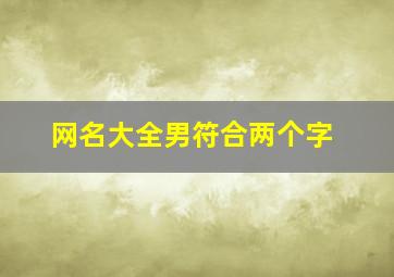 网名大全男符合两个字