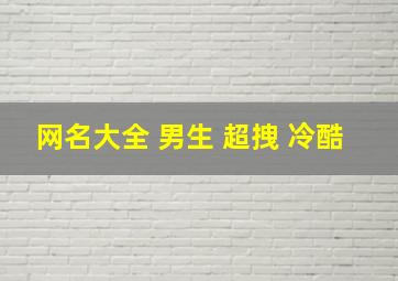 网名大全 男生 超拽 冷酷