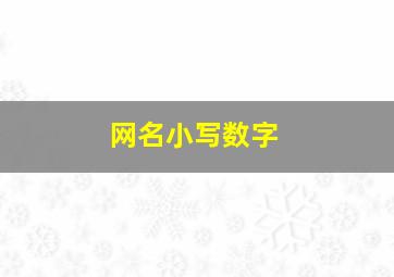 网名小写数字