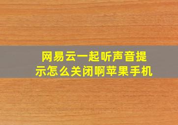 网易云一起听声音提示怎么关闭啊苹果手机