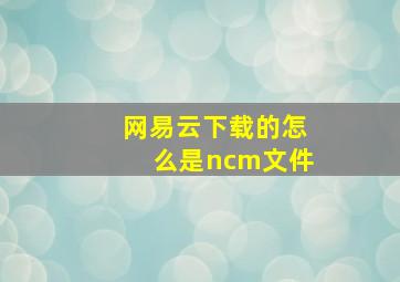 网易云下载的怎么是ncm文件