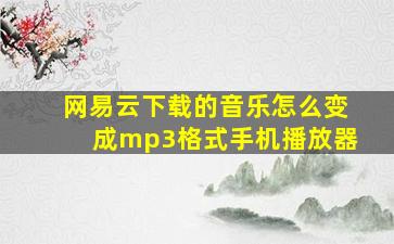 网易云下载的音乐怎么变成mp3格式手机播放器