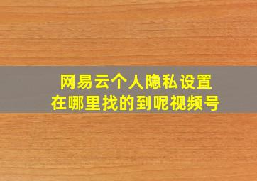 网易云个人隐私设置在哪里找的到呢视频号