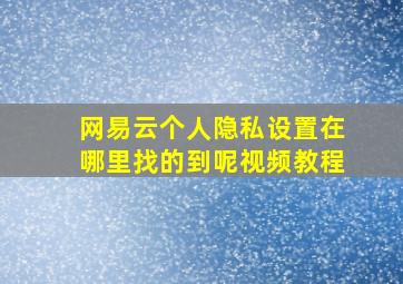 网易云个人隐私设置在哪里找的到呢视频教程