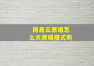 网易云原唱怎么关原唱模式啊