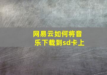 网易云如何将音乐下载到sd卡上