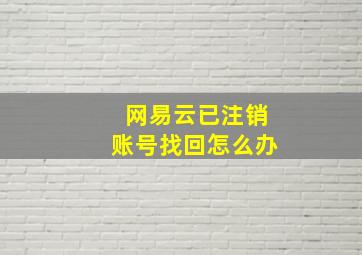 网易云已注销账号找回怎么办