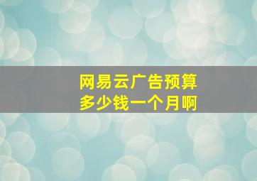 网易云广告预算多少钱一个月啊