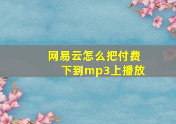 网易云怎么把付费下到mp3上播放