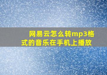 网易云怎么转mp3格式的音乐在手机上播放