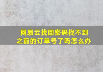 网易云找回密码找不到之前的订单号了吗怎么办