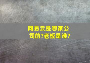 网易云是哪家公司的?老板是谁?