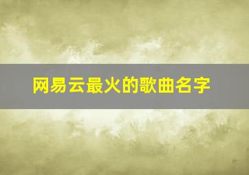 网易云最火的歌曲名字