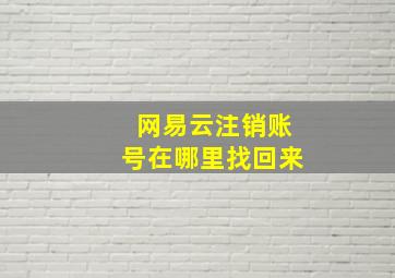 网易云注销账号在哪里找回来