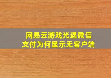 网易云游戏光遇微信支付为何显示无客户端