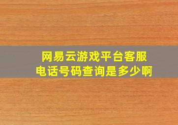 网易云游戏平台客服电话号码查询是多少啊